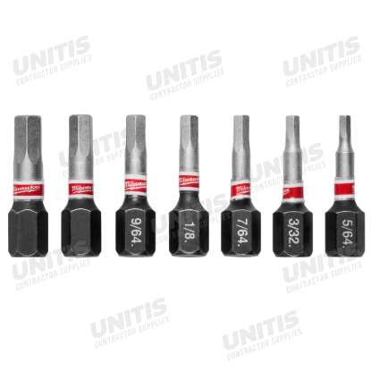 Milwaukee 7 Piece SHOCKWAVE Impact Duty 1" Hex Security Insert Bit Set