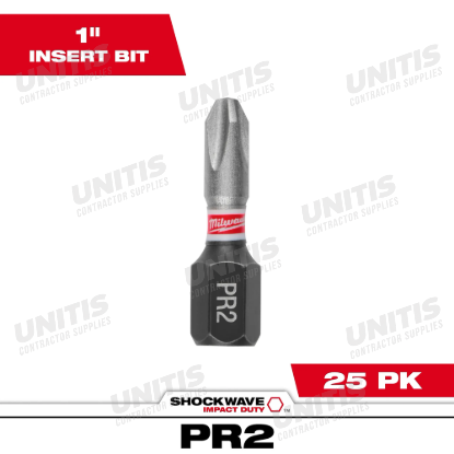 Milwaukee SHOCKWAVE 1" Impact Phillips Reduced #2 Insert Bits (Contractor Pack)