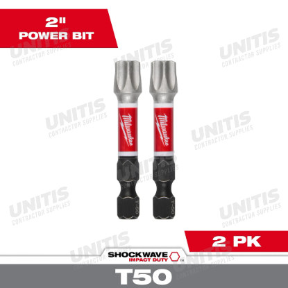 Milwaukee SHOCKWAVE Impact Duty 2" T50 Impact Bits 2 Pack