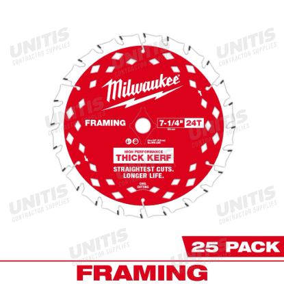 Milwaukee 7-1/4" 24T Thick Kerf Framing Circular Saw Blade Contractor Pack (25 Pack)