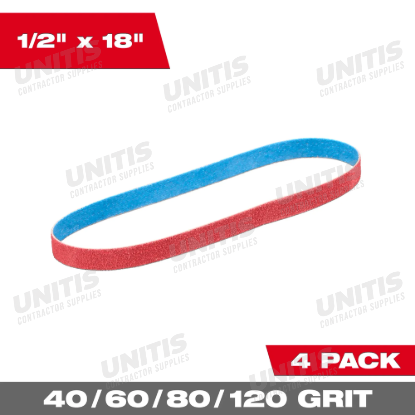 Milwaukee 1/2â€ x 18â€ 40/60/80/120 Grit Bandfile Belts - variety (4 Pack)
