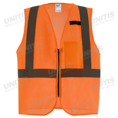 Milwaukee Class 2 Hi-Vis Orange Mesh One Pocket Safety Vest - S/M (ANSI/CSA)