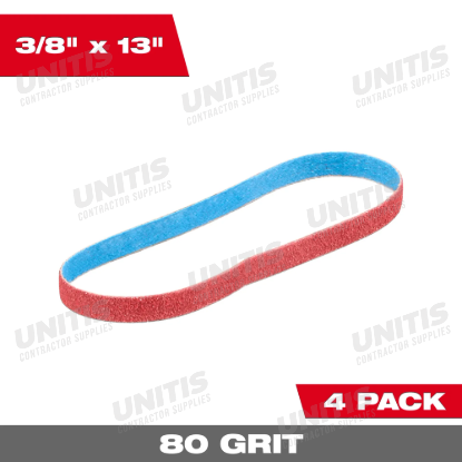 Milwaukee 3/8â€ x 13â€ 80 Grit Bandfile Belts - 4 pack