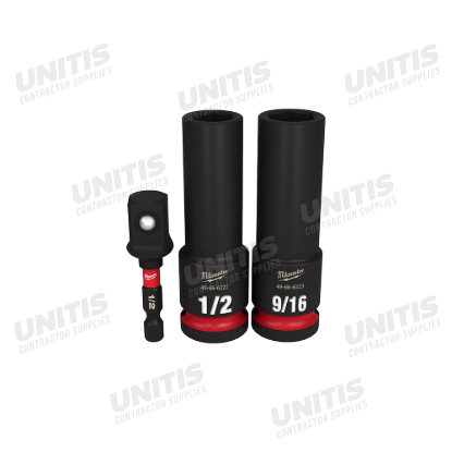 Milwaukee 3 Piece SHOCKWAVE Impact Duty 1/2" Drive Deep 6 Point Socket Set