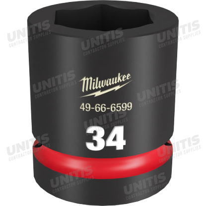 Milwaukee SHOCKWAVE 1" Drive 34mm Standard 6 Point Impact Socket