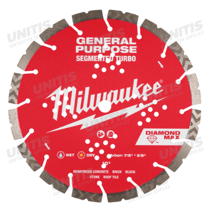 Milwaukee 10" DIAMOND MAX Segmented Turbo Diamond Blade