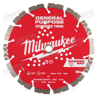 Milwaukee 9" DIAMOND MAX Segmented Turbo Diamond Blade