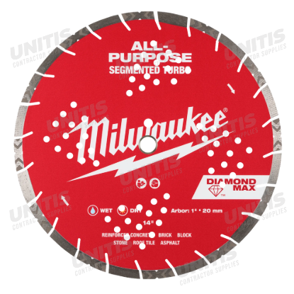 Milwaukee 14" DIAMOND MAX All-Purpose Segmented Turbo Diamond Blade