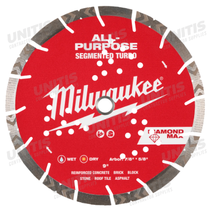 Milwaukee 9" DIAMOND MAX All-Purpose Segmented Turbo Diamond Blade