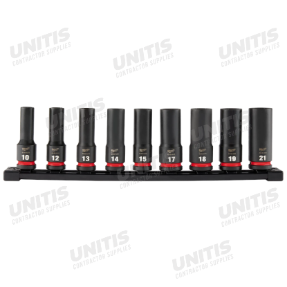 Milwaukee 9 Piece SHOCKWAVE Impact Duty 1/2" Drive Metric Deep 6 Point Socket Set