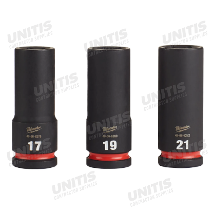 Milwaukee 3 Piece SHOCKWAVE Impact Duty 1/2" Drive Metric Deep 6 Point Socket Set