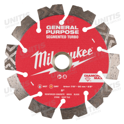 Milwaukee 5" DIAMOND MAX Segmented Turbo Diamond Blade