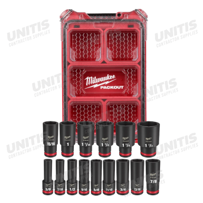 Milwaukee 15 Piece SHOCKWAVE Impact Duty Socket 1/2â€ Drive Set with PACKOUT