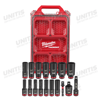 Milwaukee 17 Piece SHOCKWAVE Impact Duty Socket 3/8â€ Drive Set with PACKOUT