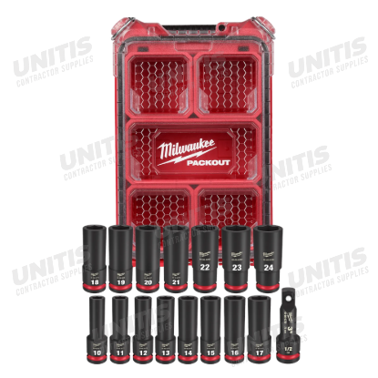 Milwaukee 16 Piece SHOCKWAVE Impact Duty Socket 1/2â€ Drive 16 Piece mm Set with PACKOUT