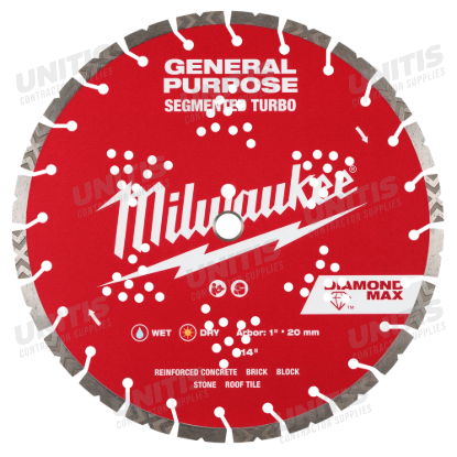 Milwaukee 14" DIAMOND MAX Segmented Turbo Diamond Blade