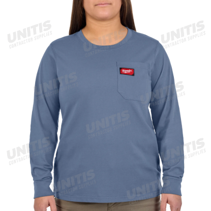 Milwaukee Women's GRIDIRON Pocket T-Shirt - Long Sleeve - Blue - 2XL