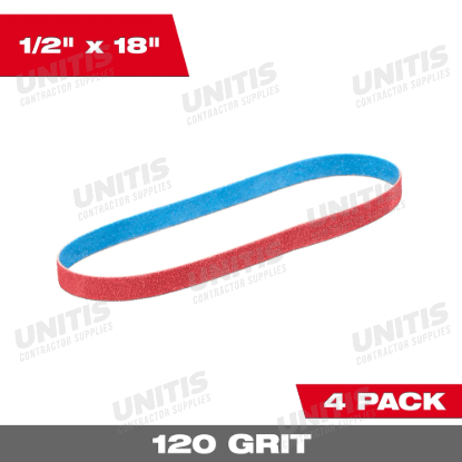 Milwaukee 1/2â€ x 18â€ 120 Grit Bandfile Belts - 4 pack