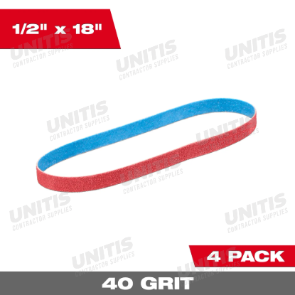 Milwaukee 1/2â€ x 18â€ 40 Grit Bandfile Belts - 4 pack
