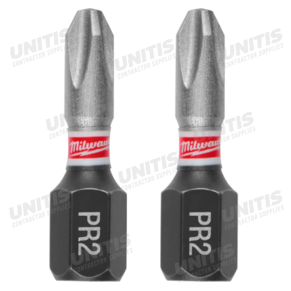 Milwaukee SHOCKWAVE Impact Duty 1" Reduced Diameter Phillips #2 Drywall Insert Bits (2 Pack)