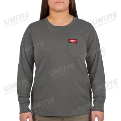 Milwaukee Women's GRIDIRON Pocket T-Shirt - Long Sleeve - Gray - 2XL