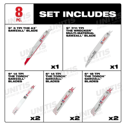 Milwaukee 8 Piece Demo Blade Set