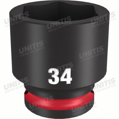 Milwaukee SHOCKWAVE 1/2" Drive 34mm Standard 6 Point Impact Socket