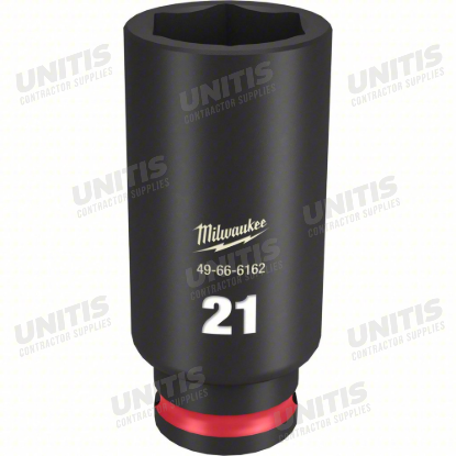 Milwaukee SHOCKWAVE 3/8" Drive 21mm Deep 6 Point Impact Socket
