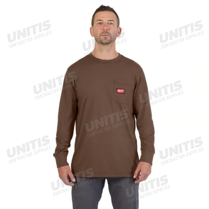 Milwaukee GRIDIRON Pocket T-Shirt - Long Sleeve - Brown - XL