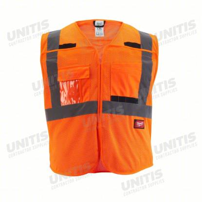 Milwaukee Class 2 Breakaway Hi-Vis Orange Mesh Safety Vest - 4XL/5XL