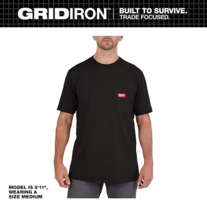 Milwaukee GRIDIRON Pocket T-Shirt - Short Sleeve - Black - M