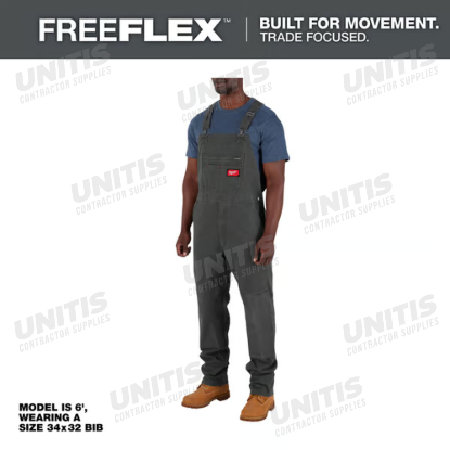 Milwaukee FREEFLEX Unlined Bib Overalls - Gray - 38 x 34