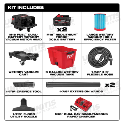 Milwaukee M18 FUEL NEXUS 9 Gallon Dual-Battery Wet/Dry Vacuum Kit