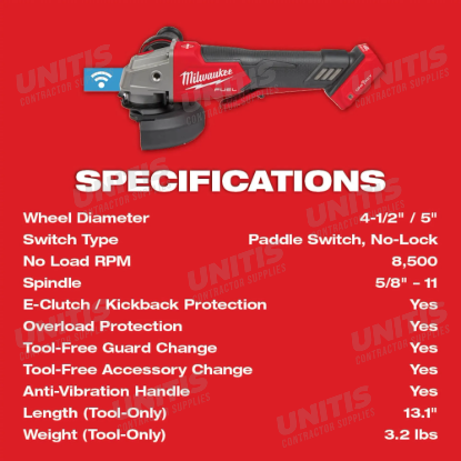 Milwaukee M18 FUEL 4-1/2" / 5" Braking Grinder with ONE-KEY Paddle Switch, No Lock (Tool Only)