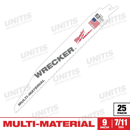 Milwaukee The WRECKER Multi-Material SAWZALL Blade 9" 7/11TPI 25 Pack