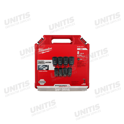 Milwaukee 8 Piece SHOCKWAVE Impact Duty 3/4" Drive Deep 6 Point Socket Set