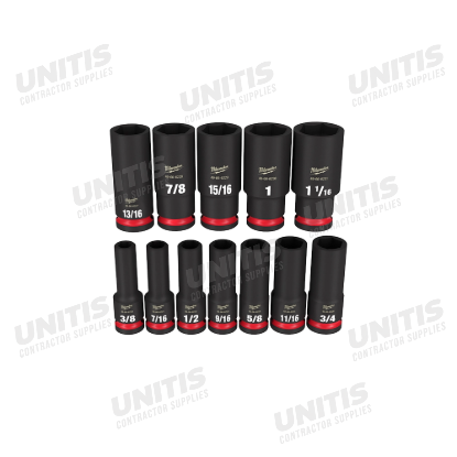 Milwaukee 12 Piece SHOCKWAVE Impact Duty 1/2" Drive Deep 6 Point Socket Set