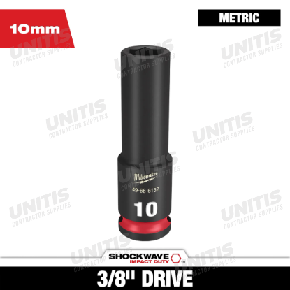 Milwaukee SHOCKWAVE 3/8" Drive 10mm Deep 6 Point Impact Socket
