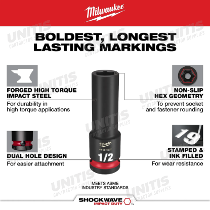 Milwaukee SHOCKWAVE 3/8" Drive 7/8" Standard 6 Point Impact Socket