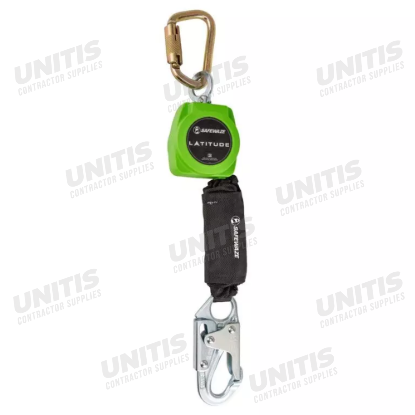 Safewaze Latitude 6' Single Web Self Retracting Lifeline - Carabiner - Aluminum Rebar Hook