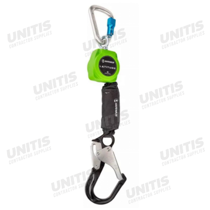 Safewaze Latitude 6' Single Web Self Retracting Lifeline - Aluminum Carabiner - Aluminum Rebar Hook