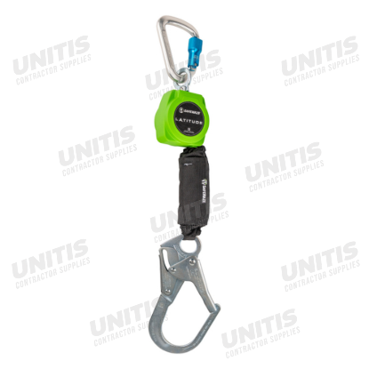 Safewaze Latitude 6' Single Web Self Retracting Lifeline - Aluminum Carabiner - Rebar Hook