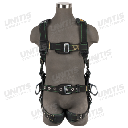 Safewaze Arc Flash Construction Harness - 3 D-Ring - Mating Buckle Chest - Tongue Buckle Legs - L