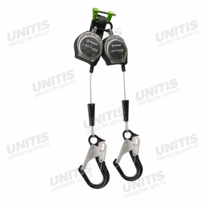 Safewaze Latitude Edge 8' Dual Cable Self Retracting Lifeline - Aluminum Rebar Hooks
