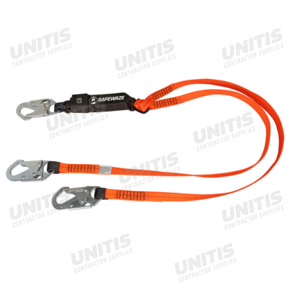 Safewaze V-Line 6' Energy Absorbing Lanyard - Dual Leg - Snap Hooks