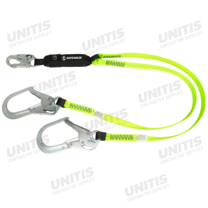 Safewaze Pro 6' Energy Absorbing Lanyard - Dual Leg - Rebar Hook