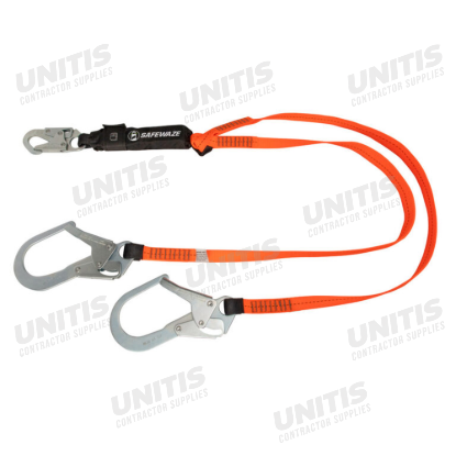 Safewaze V-Line 6' Energy Absorbing Lanyard - Dual Leg - Rebar Hooks