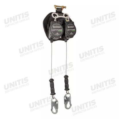 Safewaze Latitude Edge 11' Dual Cable Self Retracting Lifeline - Steel Rebar Hook