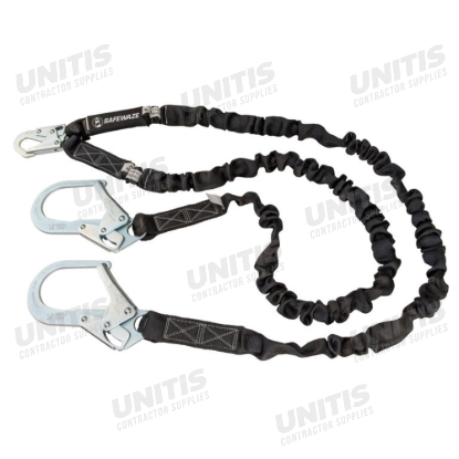 Safewaze V-Line 6' Internal Energy Absorbing Lanyard - Dual Leg - Rebar Hooks
