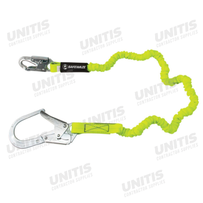 Safewaze Pro 6' Stretch Internal Energy Absorbing Lanyard - Rebar Hook